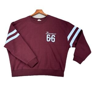 Ford Bronco 1966 Varsity Sweatshirt Burgundy Pullover Striped Sleeves Size M